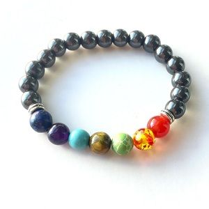 7 chakra beaded bracelet healing stone crystal jewelry handmade rainbow boho